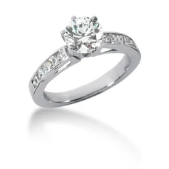 14K White Gold Diamond Handcrafted Prong And Channel Set Engagement Ring Mounting 0.40ct