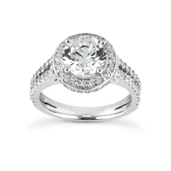 14K White Gold Diamond Handmade Engagement Ring Mounting 0.47ct