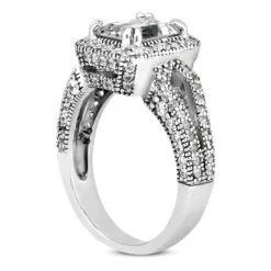 Handmade 14K White Gold Diamond Engagement Ring Mounting 0.55ct -Outlet Radiant Bijou Store 14k gold diamond engagement ring mounting 055ct p 23592 back white 20220426