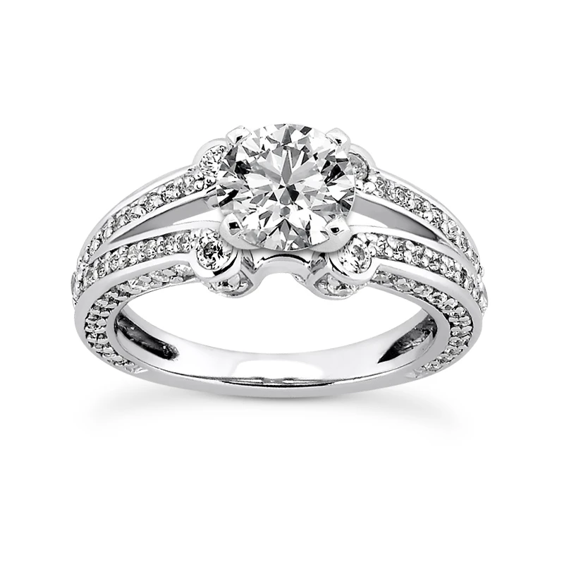 14K White Gold Diamond Engagement Ring Mounting 0.65ct 3 14K White Gold Diamond Engagement Ring Mounting 0.65ct