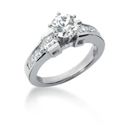 14K White Gold Diamond Engagement Ring Mounting 0.76ct