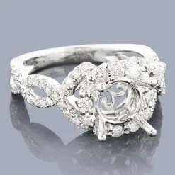 Halo 14K White Gold Diamond Engagement Ring Setting 1.00ct