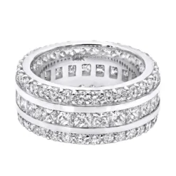 14K White Gold Round And Princess Cut Diamond Eternity Ring 10mm Wide 5.68ct -Outlet Radiant Bijou Store 14k gold diamond eternity ring 568ct p 24929 backwh