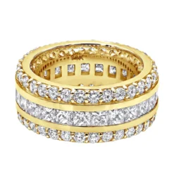14K White Gold Round And Princess Cut Diamond Eternity Ring 10mm Wide 5.68ct -Outlet Radiant Bijou Store 14k gold diamond eternity ring 568ct p 24929 backye
