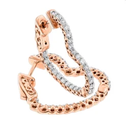 14K Yellow Gold Heart Diamond Hoop Earrings Inside Out Design 1 Carat By Luxurman 9 14K Yellow Gold Heart Diamond Hoop Earrings Inside Out Design 1 Carat By Luxurman -Outlet Radiant Bijou Store 14k gold diamond heart hoop earrings inside out 149 p 2 ro