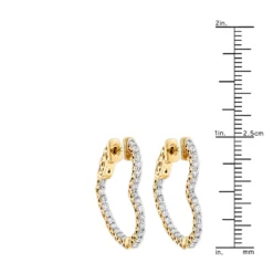 14K Yellow Gold Heart Diamond Hoop Earrings Inside Out Design 1 Carat By Luxurman 11 14K Yellow Gold Heart Diamond Hoop Earrings Inside Out Design 1 Carat By Luxurman -Outlet Radiant Bijou Store 14k gold diamond heart hoop earrings inside out 149 p 2 rulerye