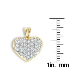 14K Yellow Gold 1 Carat Diamond Heart Pendant By Luxurman -Outlet Radiant Bijou Store 14k gold diamond heart pendant 100ct p 86 rulerye