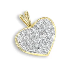 14K Yellow Gold 1 Carat Diamond Heart Pendant By Luxurman