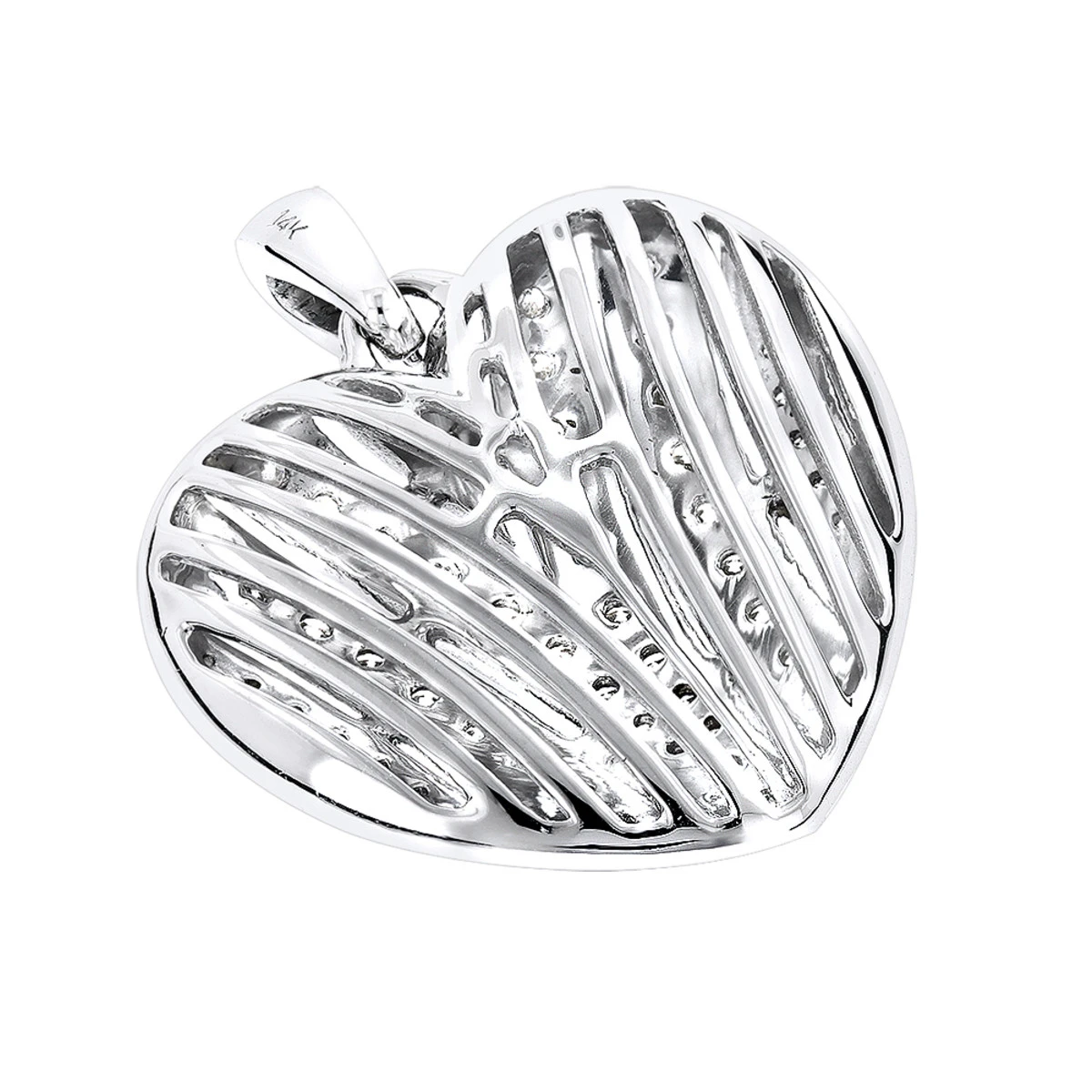 14K White Gold Diamond Heart Pendant 1.15ct 6 14K White Gold Diamond Heart Pendant 1.15ct - Image 4