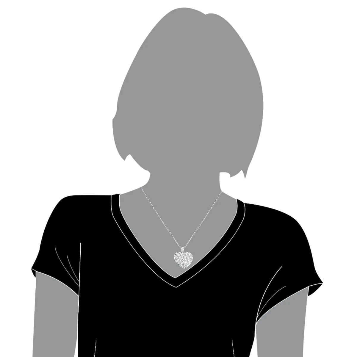 14K White Gold Diamond Heart Pendant 1.15ct 7 14K White Gold Diamond Heart Pendant 1.15ct - Image 5