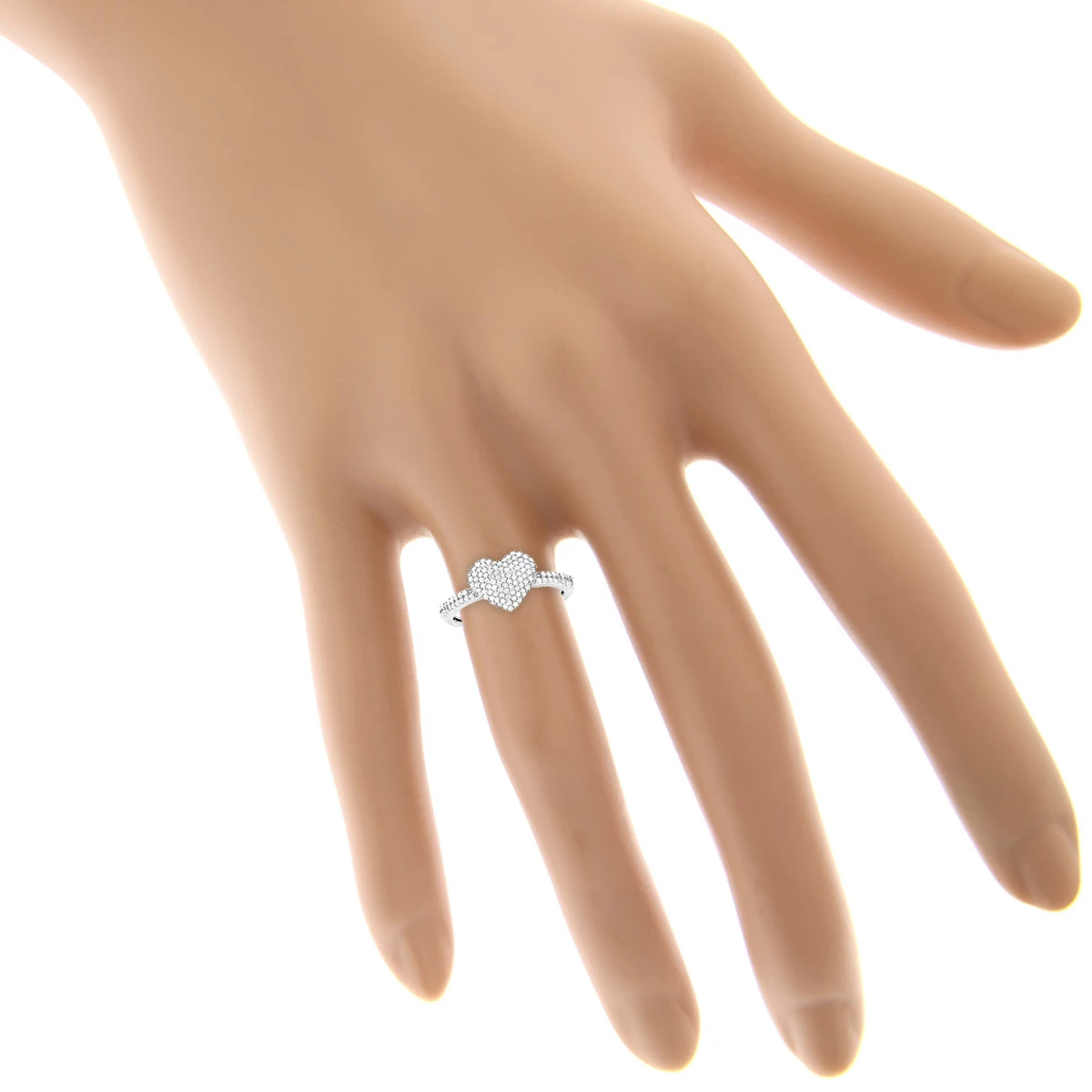 14K White Gold Diamond Heart Ring For Women 0.39ct 7 14K White Gold Diamond Heart Ring For Women 0.39ct - Image 5