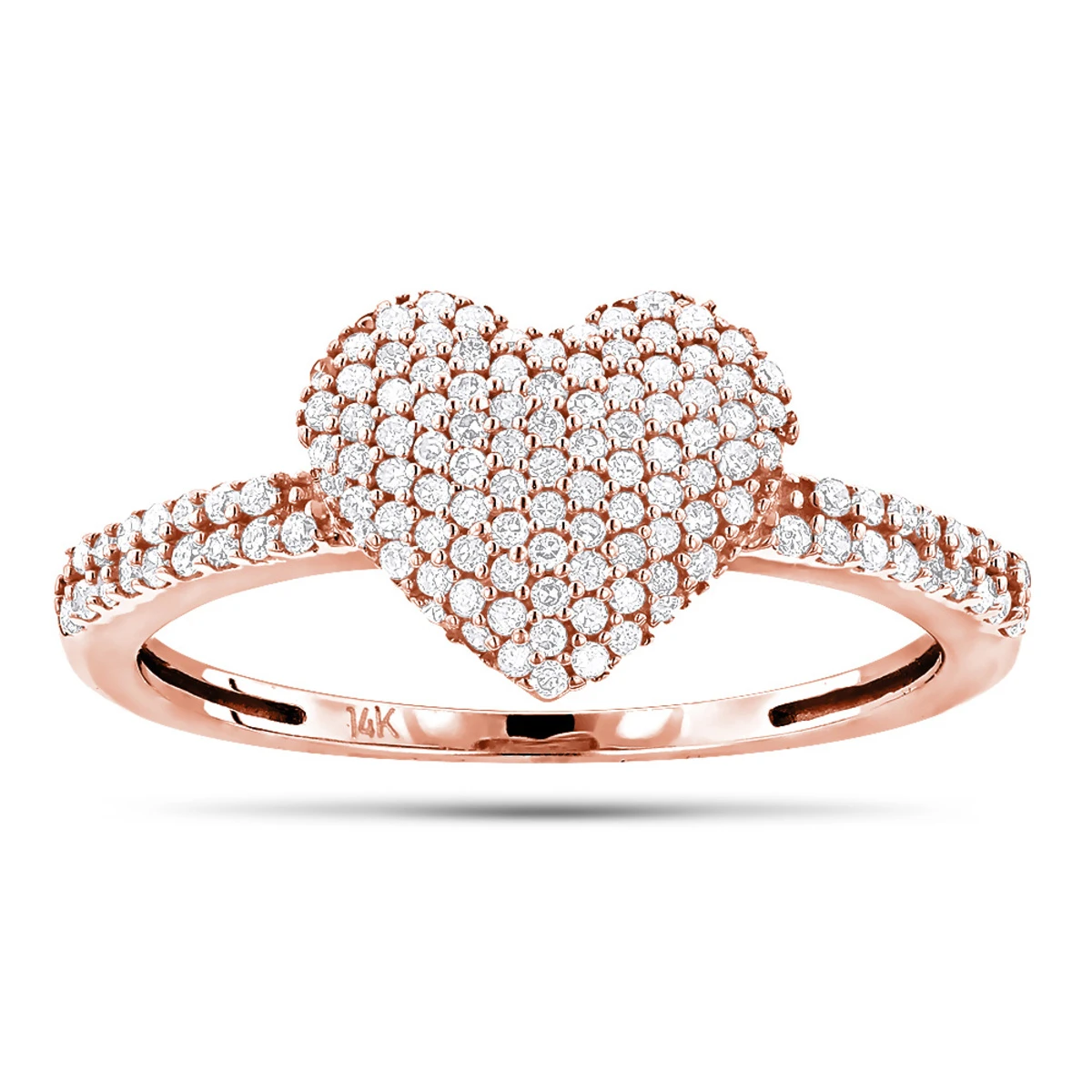 14K White Gold Diamond Heart Ring For Women 0.39ct 5 14K White Gold Diamond Heart Ring For Women 0.39ct - Image 3