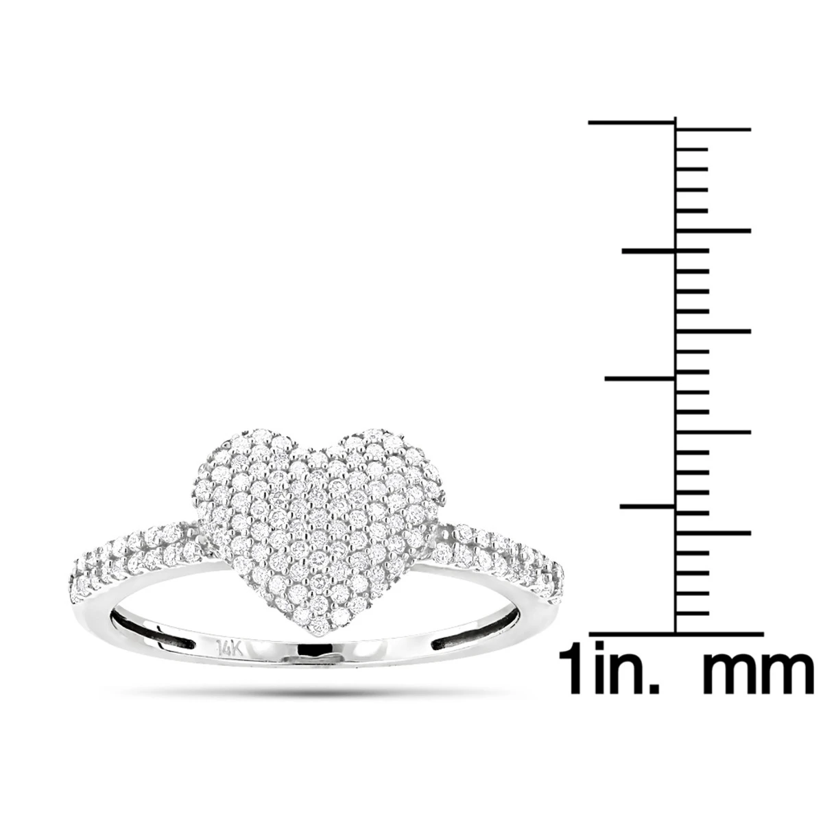 14K White Gold Diamond Heart Ring For Women 0.39ct 8 14K White Gold Diamond Heart Ring For Women 0.39ct - Image 6