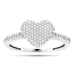 Outlet Radiant Bijou Store 13 14K White Gold Diamond Heart Ring For Women 0.39ct