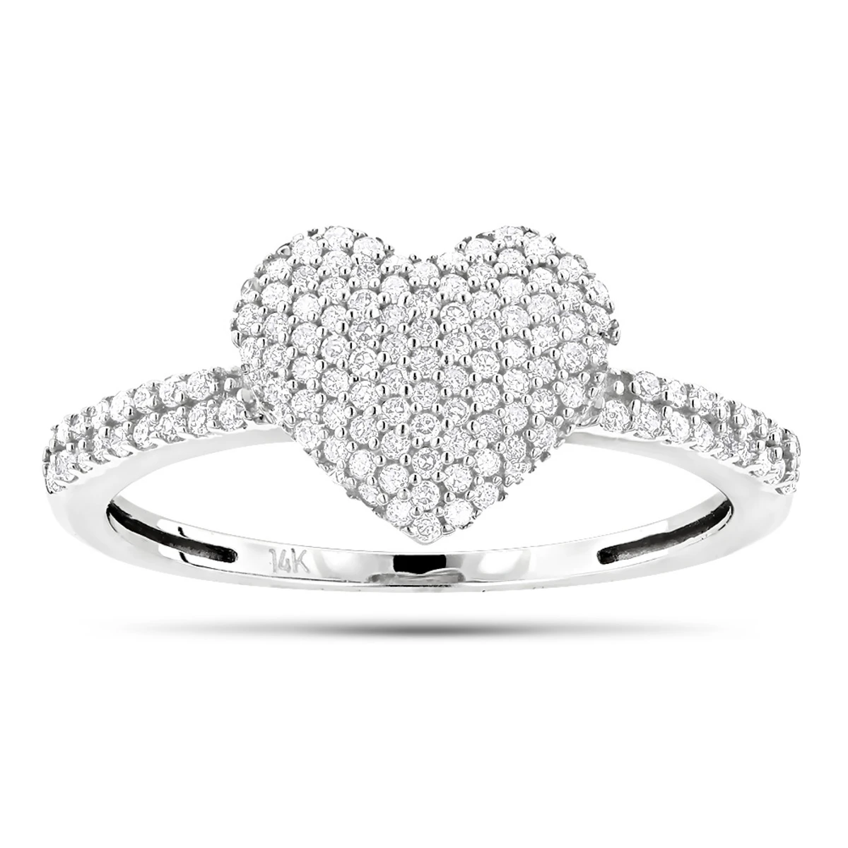 14K White Gold Diamond Heart Ring For Women 0.39ct 3 14K White Gold Diamond Heart Ring For Women 0.39ct