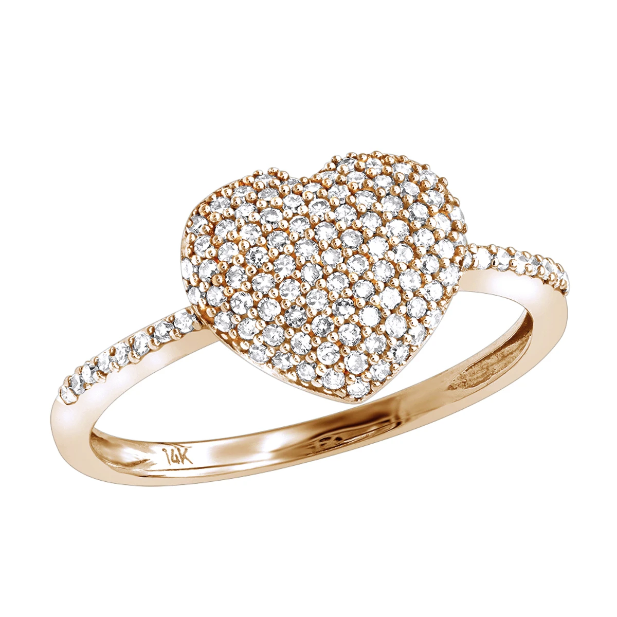 Real Diamond Heart Ring For Women 14K White Gold 0.33ct 5 Real Diamond Heart Ring For Women 14K White Gold 0.33ct - Image 3