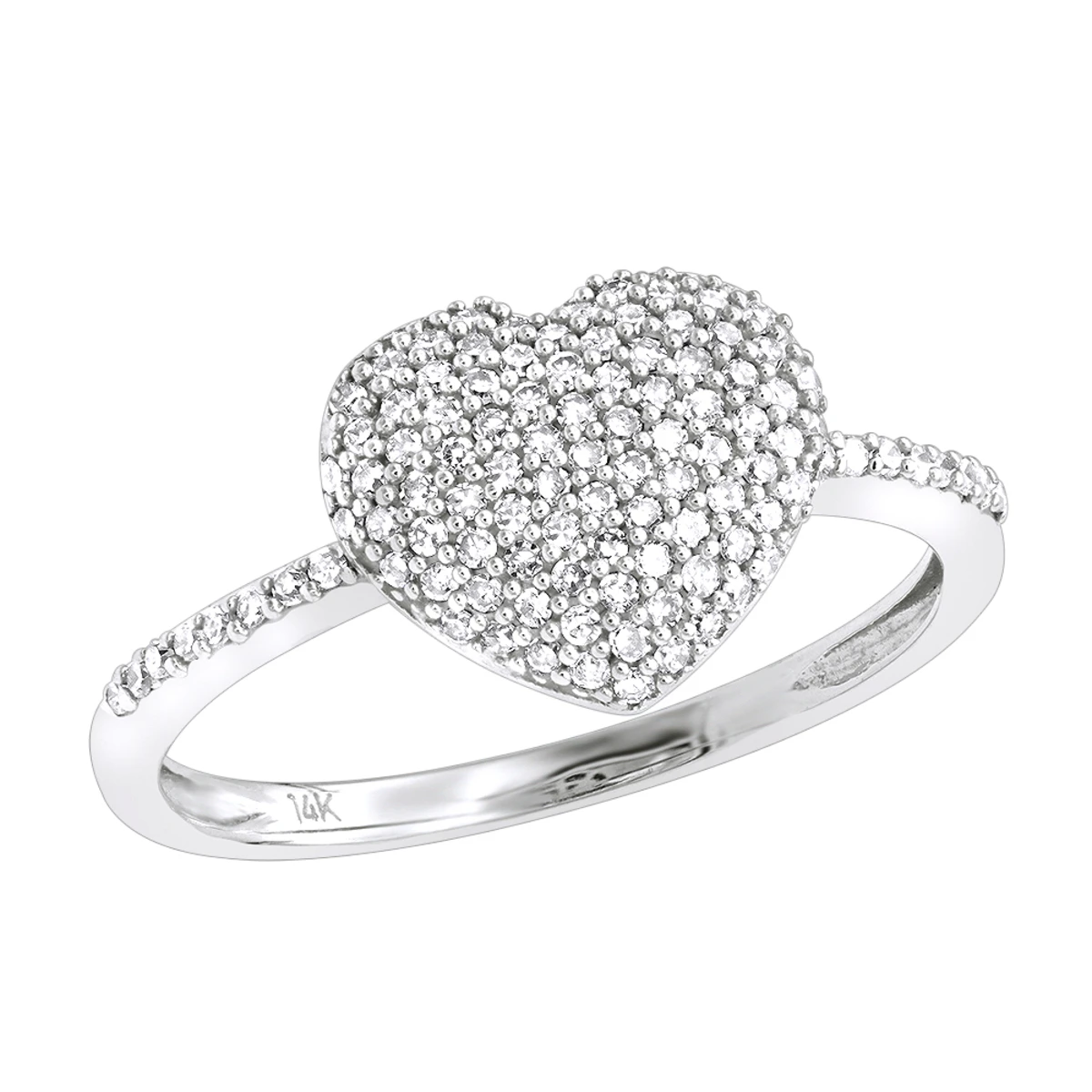 Real Diamond Heart Ring For Women 14K White Gold 0.33ct 3 Real Diamond Heart Ring For Women 14K White Gold 0.33ct