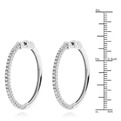14K White Gold Diamond Hoop Earrings 1.2ct 12 14K White Gold Diamond Hoop Earrings 1.2ct -Outlet Radiant Bijou Store 14k gold diamond hoop earrings 126ct p 40994 rulerwh