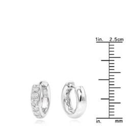 14K White Gold Diamond Huggie Earrings Hoops 1/2ct 12 14K White Gold Diamond Huggie Earrings Hoops 1/2ct -Outlet Radiant Bijou Store 14k gold diamond huggie earrings hoops 047ct p 6036 rulerwh
