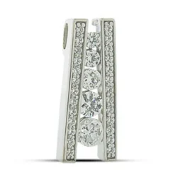 14K White Gold Diamond Journey Pendant 1ct