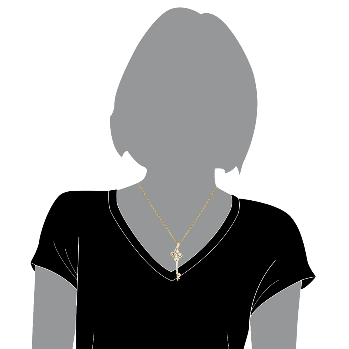 14K Yellow Gold Diamond Key Necklace 0.5ct 7 14K Yellow Gold Diamond Key Necklace 0.5ct - Image 5