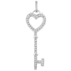 14K White Gold Diamond Key Pendant 0.29ct