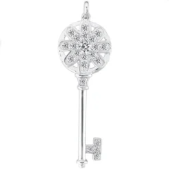 14K White Gold Diamond Key Pendant 0.46ct