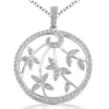14K White Gold Diamond Leaf Pendant Circle Necklace 0.54ct -Outlet Radiant Bijou Store 14k gold diamond leaf pendant circle necklace 054ct p 27382 white 20220426