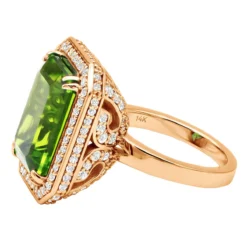 14K White Gold Diamond Peridot Quartz Cocktail Ring 13ct -Outlet Radiant Bijou Store 14k gold diamond peridot quartz cocktail ring 13ct back rose