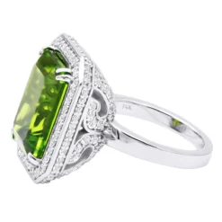 14K White Gold Diamond Peridot Quartz Cocktail Ring 13ct -Outlet Radiant Bijou Store 14k gold diamond peridot quartz cocktail ring 13ct back white