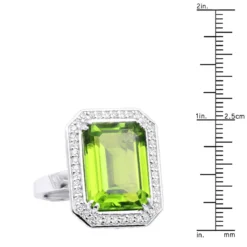 14K White Gold Diamond Peridot Quartz Cocktail Ring 13ct -Outlet Radiant Bijou Store 14k gold diamond peridot quartz cocktail ring 13ct ruler white