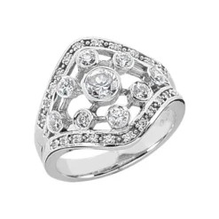 14K White Gold Diamond Right Hand Ring 0.86ct