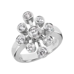14K White Gold Diamond Right Hand Ring 1.30ct