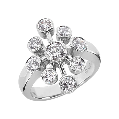 14K White Gold Diamond Right Hand Ring 1.30ct 3 14K White Gold Diamond Right Hand Ring 1.30ct