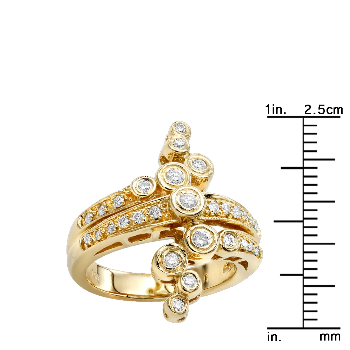 14K Yellow Gold Diamond Right Hand Women's Ring 0.36ct 24.3mm 8 14K Yellow Gold Diamond Right Hand Women's Ring 0.36ct 24.3mm - Image 6