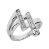 14K White Gold Diamond Right Hand Women's Ring 0.36ct 21.1mm