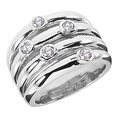 14K White Gold Diamond Right Hand Women's Ring 0.50ct 3 14K White Gold Diamond Right Hand Women's Ring 0.50ct