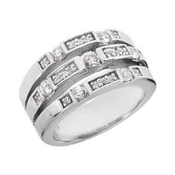 14K White Gold Diamond Right Hand Women's Ring 0.64ct 11.1mm