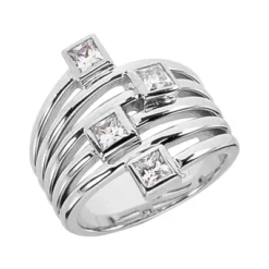 14K White Gold Diamond Right Hand Women's Ring 0.68ct