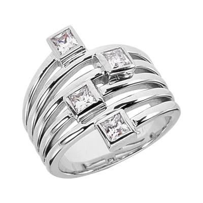 14K White Gold Diamond Right Hand Women's Ring 0.68ct 3 14K White Gold Diamond Right Hand Women's Ring 0.68ct