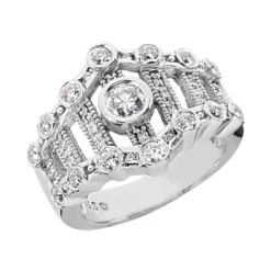 14K White Gold Diamond Right Hand Women's Ring 0.75ct