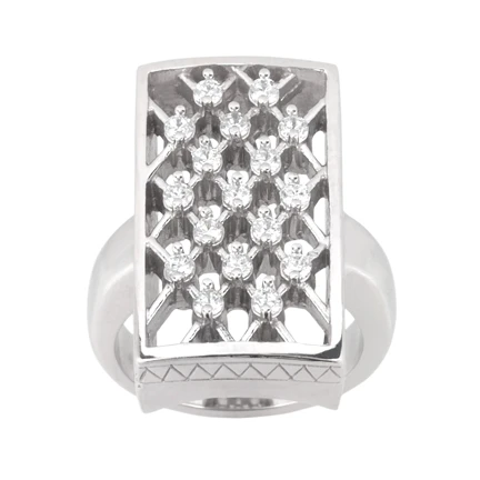 14K White Gold Diamond Right Hand Women's Ring 1.19ct 3 14K White Gold Diamond Right Hand Women's Ring 1.19ct