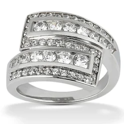 14K White Gold Diamond Right Hand Women's Ring 1.20ct