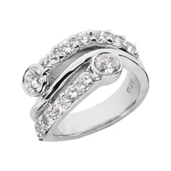 14K White Gold Diamond Right Hand Women's Ring 1.76ct