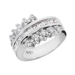 14K White Gold Diamond Right Hand Women's Ring 2ct
