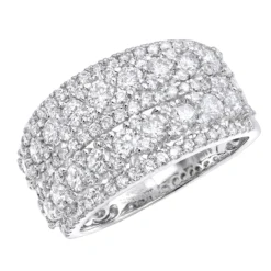 14K White Gold Diamond Ring For Women 2 Carat Unique Diamond Wedding Band