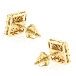 Square 14K White Gold Diamond Stud Earrings 1.1ct -Outlet Radiant Bijou Store 14k gold diamond stud earrings 106ct backye