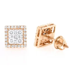 Square 14K White Gold Diamond Stud Earrings 1.1ct -Outlet Radiant Bijou Store 14k gold diamond stud earrings 106ct ro