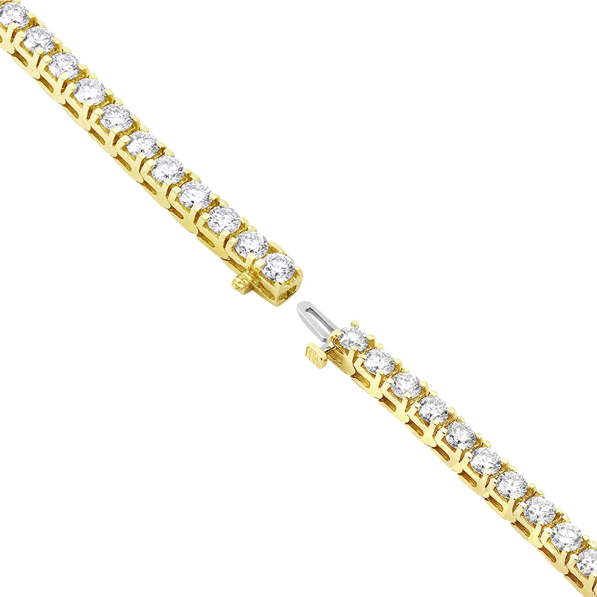 14K Yellow Gold Women's Diamond Tennis Bracelet Round Diamonds 9.72ct 6 14K Yellow Gold Women's Diamond Tennis Bracelet Round Diamonds 9.72ct - Image 4