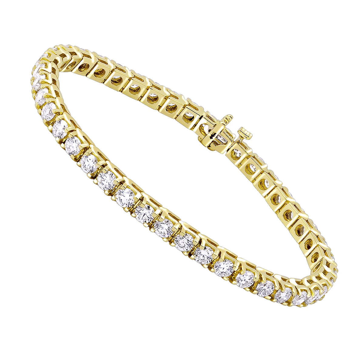 14K Yellow Gold Women's Diamond Tennis Bracelet Round Diamonds 9.72ct 3 14K Yellow Gold Women's Diamond Tennis Bracelet Round Diamonds 9.72ct